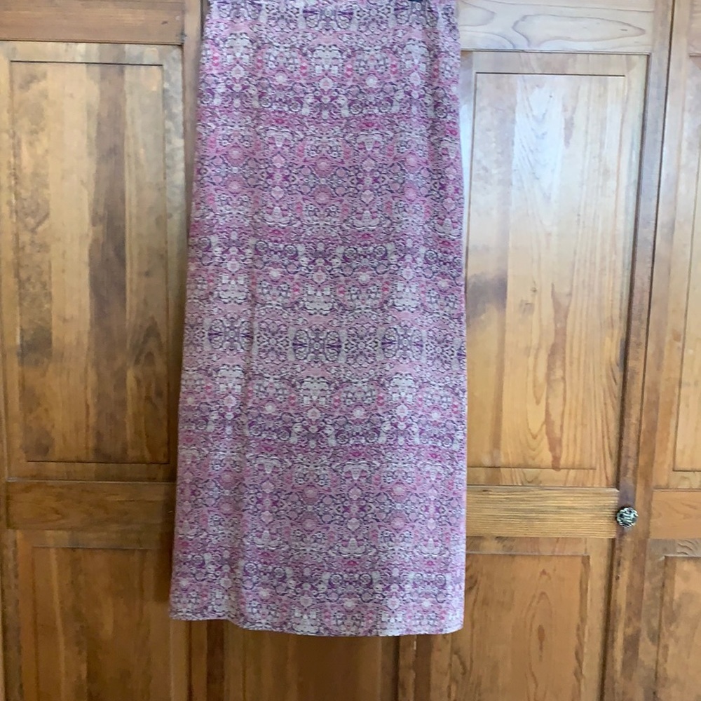 Maxi skirt silk multi pinks and purples